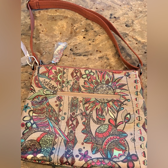 NWT Sakroots Artists Circle Crossbody, Charcoal Owl - Picture 10 of 12